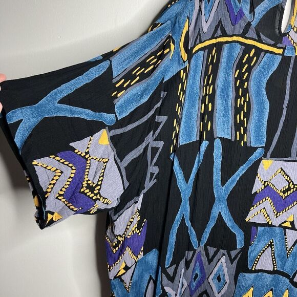 Silhouettes Gauzy Crinkle Abstract Top Womens 4X Rayon Artsy Art To Wear Boho - Picture 6 of 11